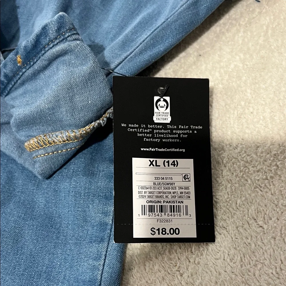 NWT Art Class Blue Denim Button-Up Shirt Sz XL/14